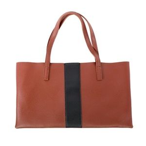 LKNW VINCE CAMUTO Vegan Leather Tote Bag Cognac Brown Pebbled Work School